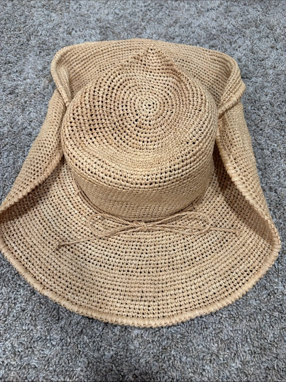 Helen Kaminski Natural Raffia Sun Hat with Ivory Braid Detail